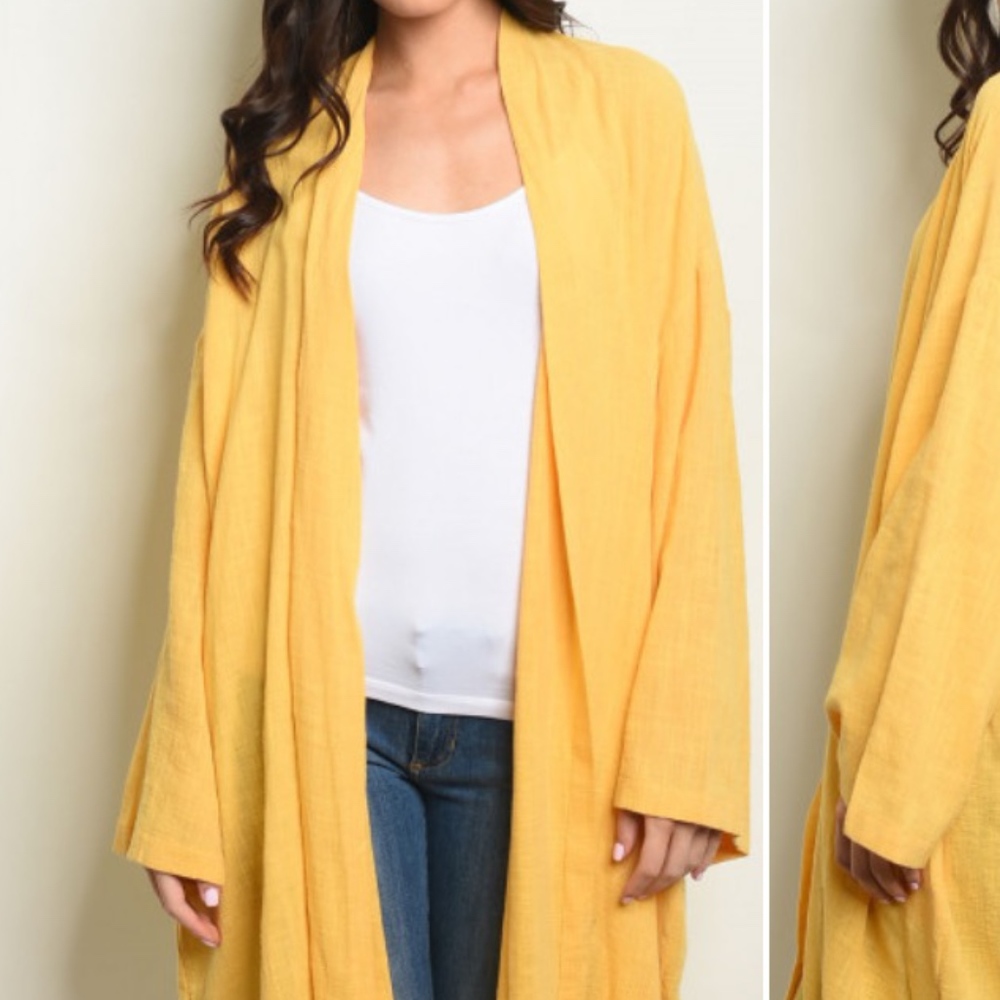 Golden Yellow Kimono style Boho Cardigan - Picture 2 of 4